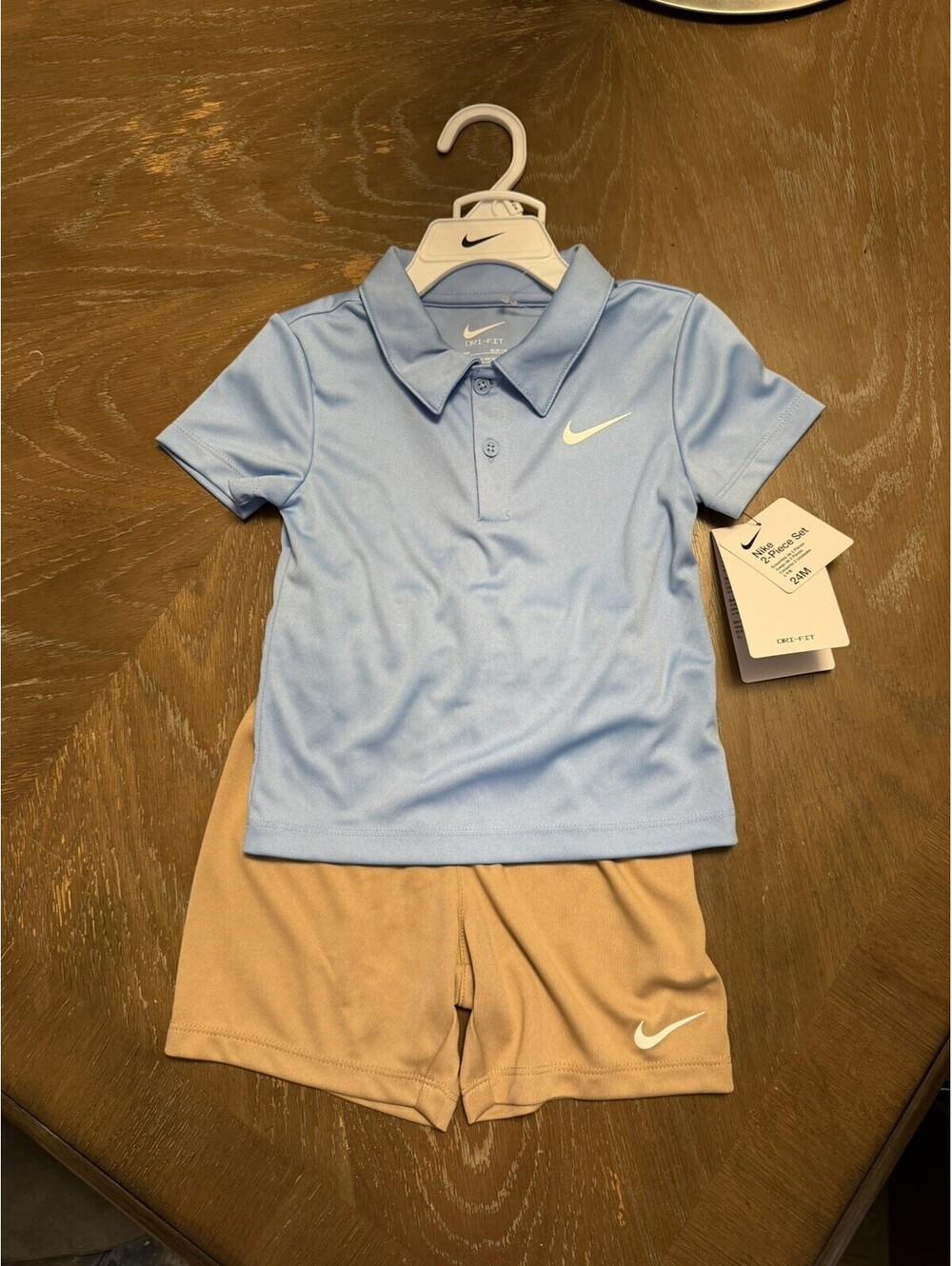 NEW Nike Little Boy Dri-fit Tee & Short Set, Blue and beige (sz 2)